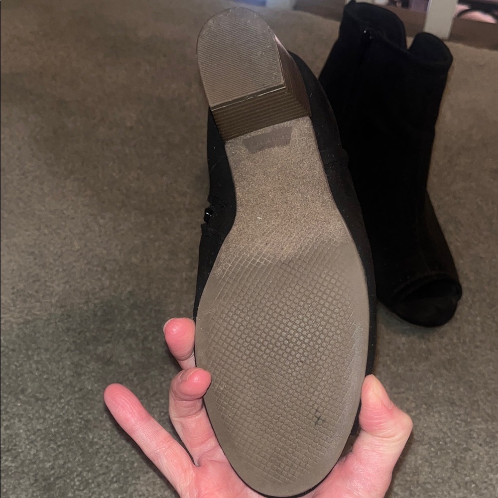 Old Navy Black Peep-Toe Ankle Boots - Picture 3 of 4